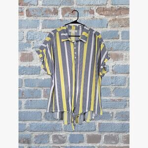 New York Laundry 3X Blue, Yellow, and White Stripped Top